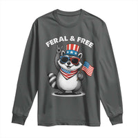 Funny Raccoon July 4th Long Sleeve Shirt Patriotic Trash Panda Feral But Free - Wonder Print Shop