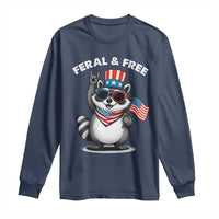 Funny Raccoon July 4th Long Sleeve Shirt Patriotic Trash Panda Feral But Free - Wonder Print Shop