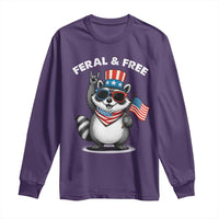 Funny Raccoon July 4th Long Sleeve Shirt Patriotic Trash Panda Feral But Free - Wonder Print Shop