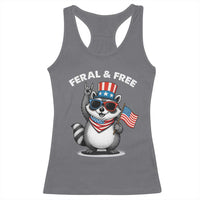 Funny Raccoon July 4th Racerback Tank Top Patriotic Trash Panda Feral But Free - Wonder Print Shop