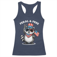 Funny Raccoon July 4th Racerback Tank Top Patriotic Trash Panda Feral But Free - Wonder Print Shop