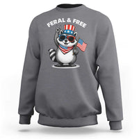 Funny Raccoon July 4th Sweatshirt Patriotic Trash Panda Feral But Free - Wonder Print Shop