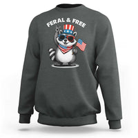 Funny Raccoon July 4th Sweatshirt Patriotic Trash Panda Feral But Free - Wonder Print Shop