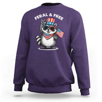 Funny Raccoon July 4th Sweatshirt Patriotic Trash Panda Feral But Free - Wonder Print Shop