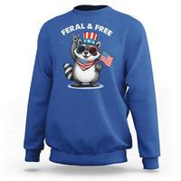 Funny Raccoon July 4th Sweatshirt Patriotic Trash Panda Feral But Free - Wonder Print Shop
