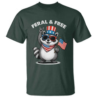 Funny Raccoon July 4th T Shirt Patriotic Trash Panda Feral But Free - Wonder Print Shop