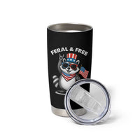 Funny Raccoon July 4th Tumbler Cup Patriotic Trash Panda Feral But Free - Wonder Print Shop