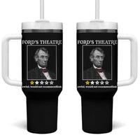 Funny Abraham Lincoln Ford's Theatre Tumbler With Handle 4th of July History Awful Would Not Recommend - Wonder Print Shop
