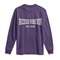 Retired Teacher Long Sleeve Shirt Retro Varsity Vintage Recess Forever Retirement 2026