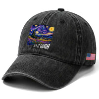 Let it Gogh Funny Vincent Van Gogh Starry Night Washed Cotton Baseball Cap