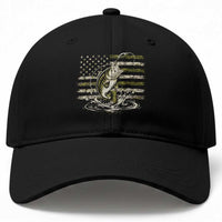 Vintage Bass Fishing Camouflage Baseball Cap Patriotic Largemouth Bass Angler Fishing Lovers Fisherman Camo US Flag