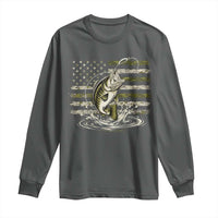 Vintage Bass Fishing Camouflage Long Sleeve Shirt Patriotic Largemouth Bass Angler Fishing Lovers Fisherman Camo US Flag