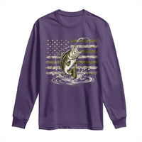 Vintage Bass Fishing Camouflage Long Sleeve Shirt Patriotic Largemouth Bass Angler Fishing Lovers Fisherman Camo US Flag
