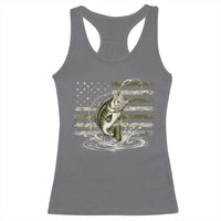 Vintage Bass Fishing Camouflage Racerback Tank Top Patriotic Largemouth Bass Angler Fishing Lovers Fisherman Camo US Flag
