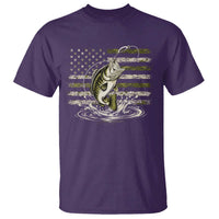 Vintage Bass Fishing Camouflage T Shirt Patriotic Largemouth Bass Angler Fishing Lovers Fisherman Camo US Flag