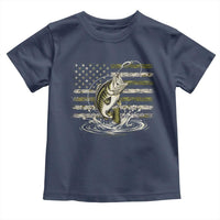 Vintage Bass Fishing Camouflage Toddler T Shirt Patriotic Largemouth Bass Angler Fishing Lovers Fisherman Camo US Flag