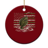 Flounder Fishing Camouflage American Flag Ceramic Ornament Patriotic Flatfish Angler Gift Saltwater Fishing Lovers