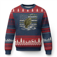 Flounder Fishing Camouflage American Flag Ugly Christmas Sweater Patriotic Flatfish Angler Gift Saltwater Fishing Lovers