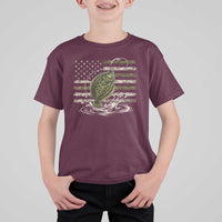 Flounder Fishing Camouflage American Flag T Shirt For Kid Patriotic Flatfish Angler Gift Saltwater Fishing Lovers