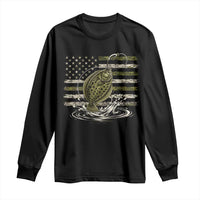 Flounder Fishing Camouflage American Flag Long Sleeve Shirt Patriotic Flatfish Angler Gift Saltwater Fishing Lovers