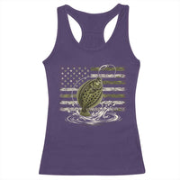 Flounder Fishing Camouflage American Flag Racerback Tank Top Patriotic Flatfish Angler Gift Saltwater Fishing Lovers