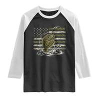 Flounder Fishing Camouflage American Flag Raglan Shirt Patriotic Flatfish Angler Gift Saltwater Fishing Lovers