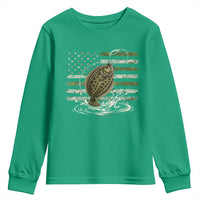Flounder Fishing Camouflage American Flag Youth Sweatshirt Patriotic Flatfish Angler Gift Saltwater Fishing Lovers