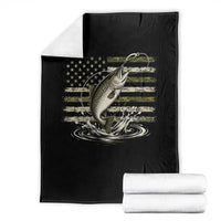 Camouflage American Flag Trout Fishing Throw Blanket Patriotic Saltwater Angler Gift Sea Fishing Lovers