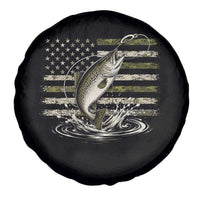 Camouflage American Flag Trout Fishing Spare Tire Cover Patriotic Saltwater Angler Gift Sea Fishing Lovers