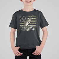 Camouflage American Flag Trout Fishing T Shirt For Kid Patriotic Saltwater Angler Gift Sea Fishing Lovers