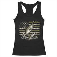 Camouflage American Flag Trout Fishing Racerback Tank Top Patriotic Saltwater Angler Gift Sea Fishing Lovers