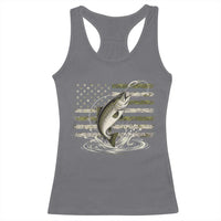 Camouflage American Flag Trout Fishing Racerback Tank Top Patriotic Saltwater Angler Gift Sea Fishing Lovers