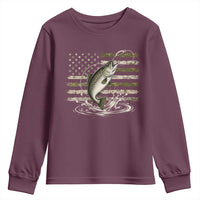 Camouflage American Flag Trout Fishing Youth Sweatshirt Patriotic Saltwater Angler Gift Sea Fishing Lovers