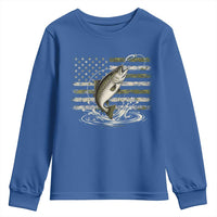 Camouflage American Flag Trout Fishing Youth Sweatshirt Patriotic Saltwater Angler Gift Sea Fishing Lovers