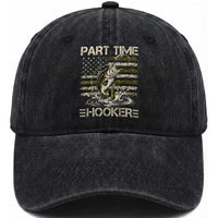 Part Time Hooker Washed Cotton Baseball Cap Retro Funny Fishing Camouflage Camo US Flag