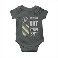 Im Friendly But My Wife Isnt Funny Husband Baby Onesie Vintage American Flag