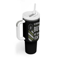 Im Friendly But My Wife Isnt Funny Husband Tumbler With Handle Vintage American Flag
