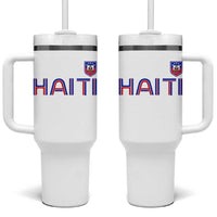Haiti Flag Crest Tumbler With Handle Haitian Pride National Heritage Patriotic Graphic