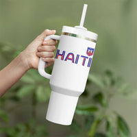 Haiti Flag Crest Tumbler With Handle Haitian Pride National Heritage Patriotic Graphic