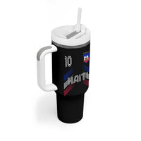 Haiti Soccer Tumbler With Handle Haitian Football Fan Pride National Team Support Graphic