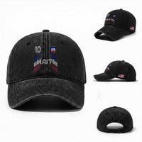 Haiti Soccer Washed Cotton Baseball Cap Haitian Football Fan Pride National Team Support Graphic