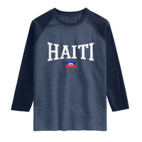 Haiti Haitian Flag Caribbean Souvenir Raglan Shirt Vintage Varsity Sports