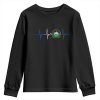 El Salvador Youth Sweatshirt Vintage Salvadoran Flag Heartbeat Independence Day - Wonder Print Shop