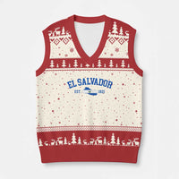 Vintage El Salvador Map V-Neck Knit Sweater Vest Salvadoran Independence Day Jersey Letters - Wonder Print Shop