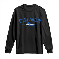 Vintage El Salvador Map Long Sleeve Shirt Salvadoran Independence Day Jersey Letters - Wonder Print Shop