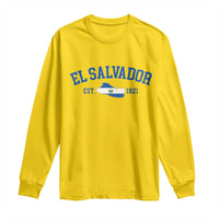 Vintage El Salvador Map Long Sleeve Shirt Salvadoran Independence Day Jersey Letters - Wonder Print Shop