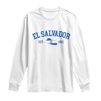 Vintage El Salvador Map Long Sleeve Shirt Salvadoran Independence Day Jersey Letters - Wonder Print Shop