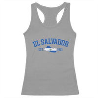 Vintage El Salvador Map Racerback Tank Top Salvadoran Independence Day Jersey Letters - Wonder Print Shop