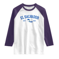 Vintage El Salvador Map Raglan Shirt Salvadoran Independence Day Jersey Letters - Wonder Print Shop