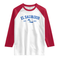 Vintage El Salvador Map Raglan Shirt Salvadoran Independence Day Jersey Letters - Wonder Print Shop